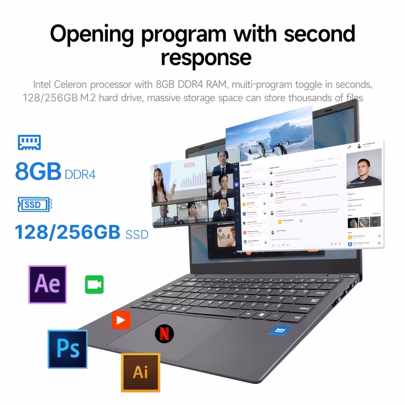 New Laptop with 8GB DDR4 RAM, 128GB/256GB SSD & 5000mAh Battery - Image 3